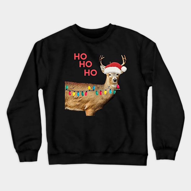 Funny Deer With Christmas Hat T-shirt Crewneck Sweatshirt by KathyG'sArt